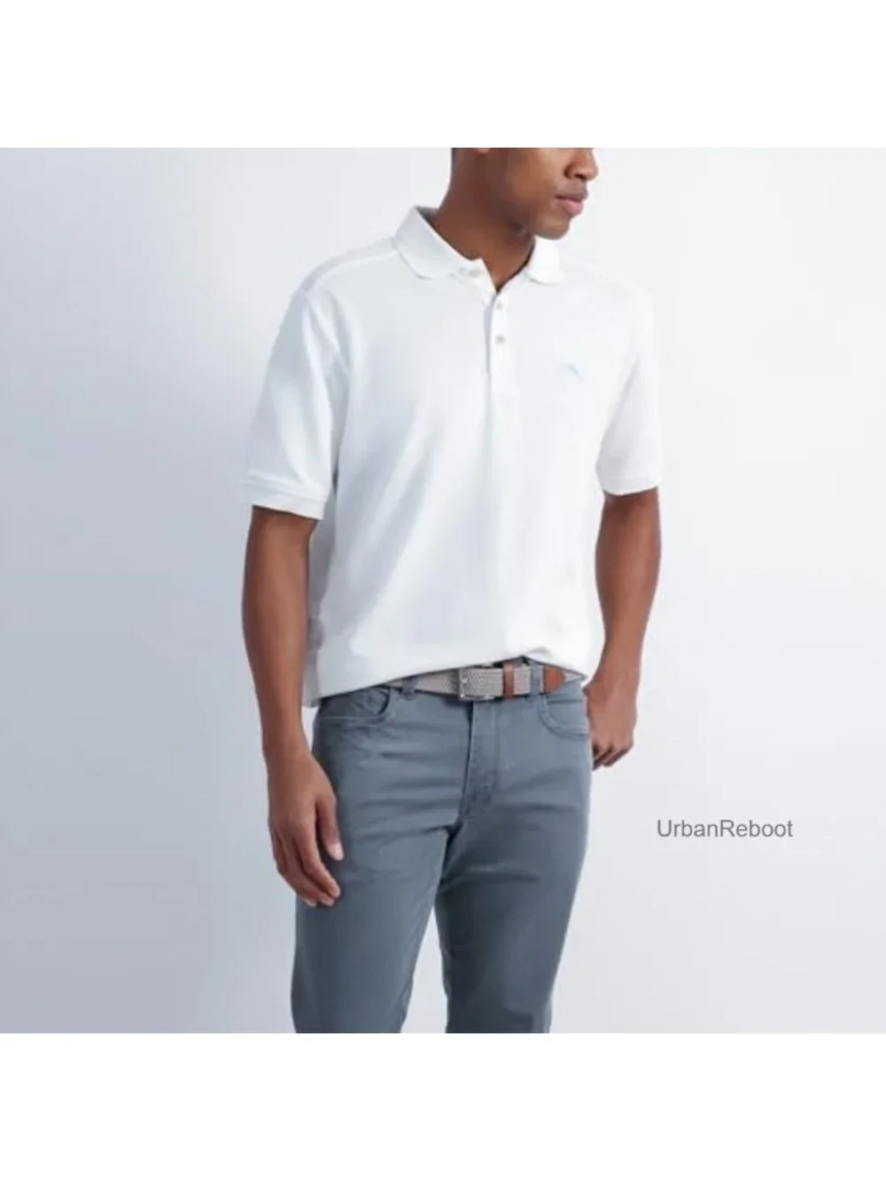 Men's Two Tone Stretch Web Belt - Cotton Leather Lightweight Adjustable